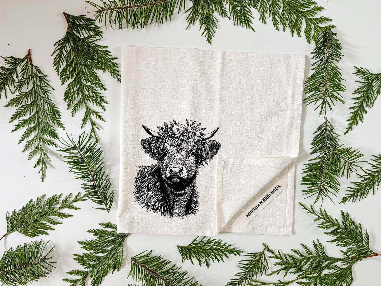 Tea Towel/ Floral Cow / Kitchen Towel