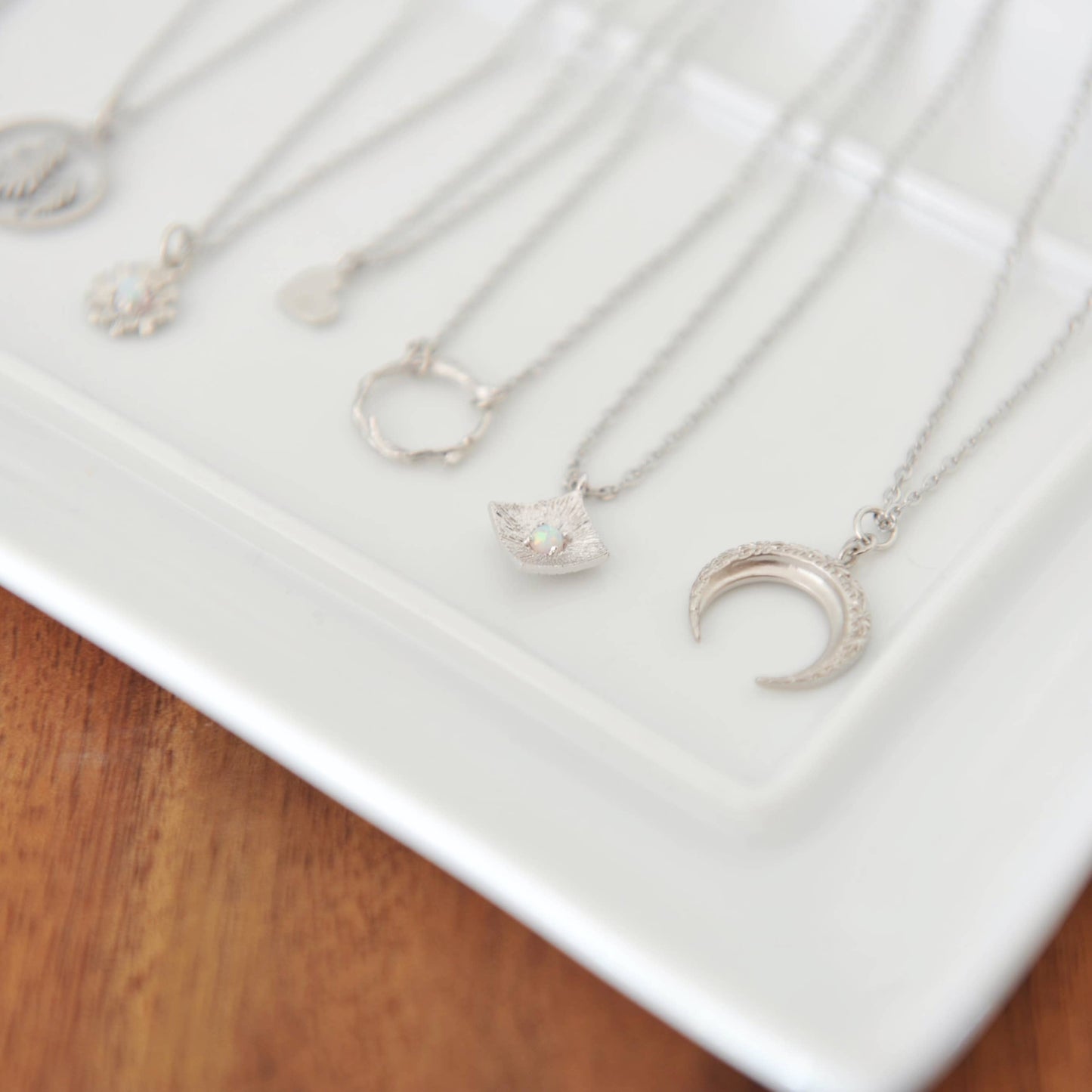 Floral Crescent Moon Necklace