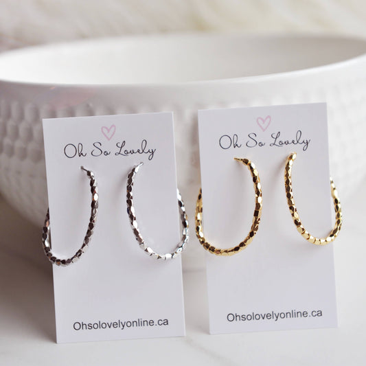 RAYA, Beaded Hoop Earrings