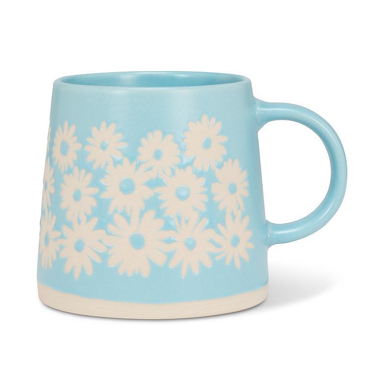 Wide Base Daisy Blue Mug