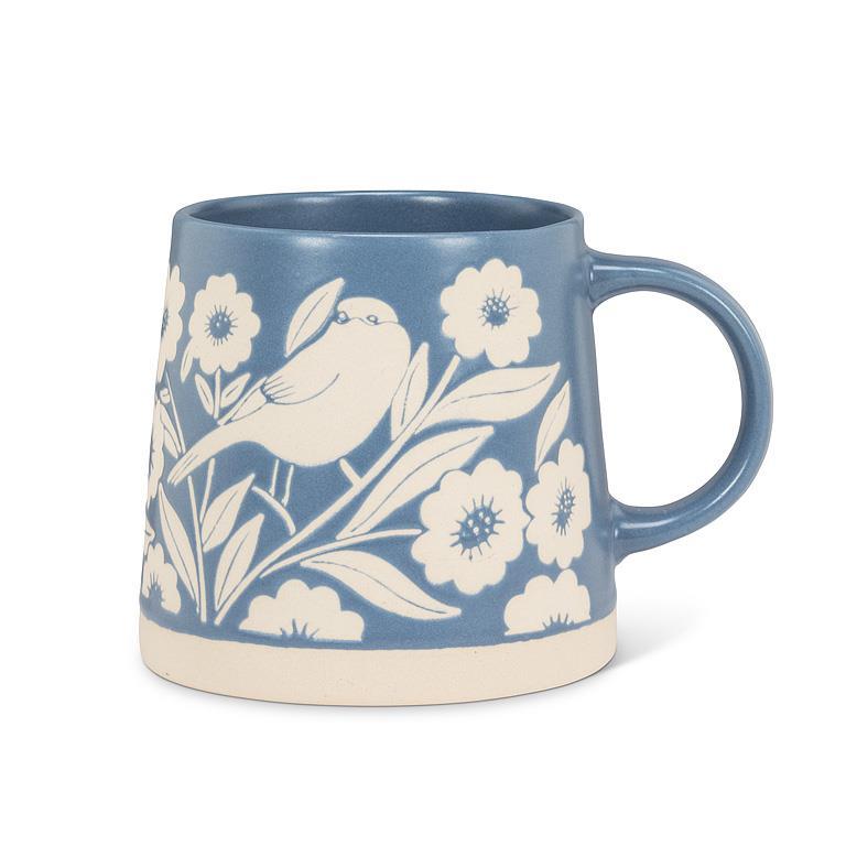 Widebase Blue Mug with Birds