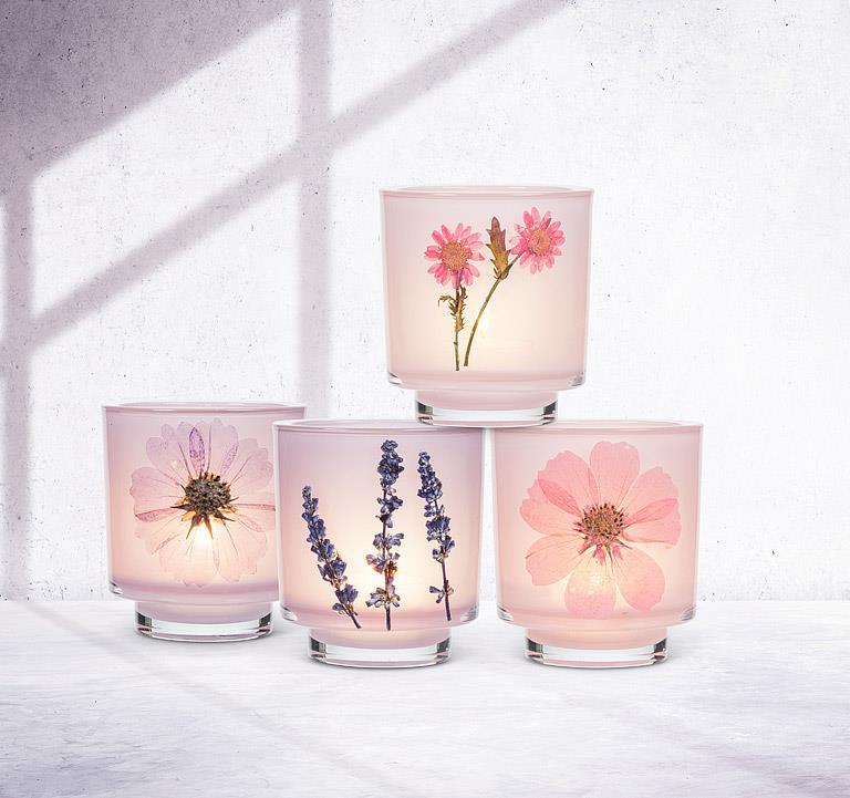Frosted Votive with pressed flowers