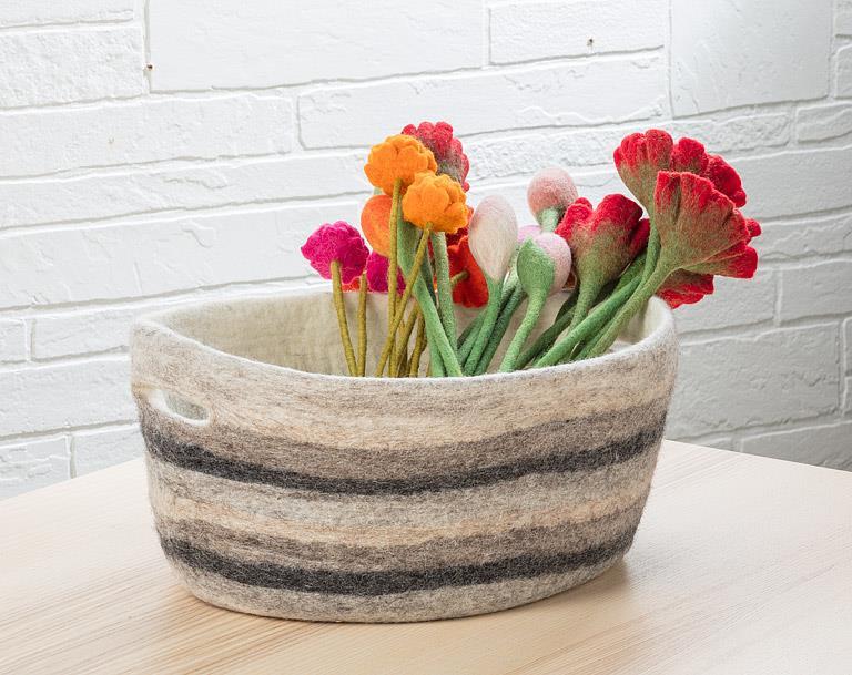Oval Felt Basket with Handles