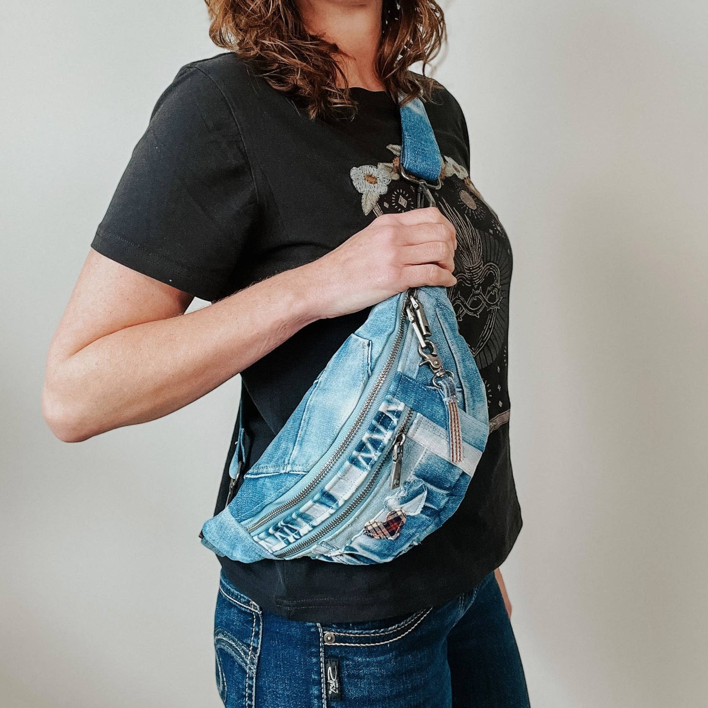 Denim Bag Crossbody Bag Upcycled Denim Sling Bag Recycled