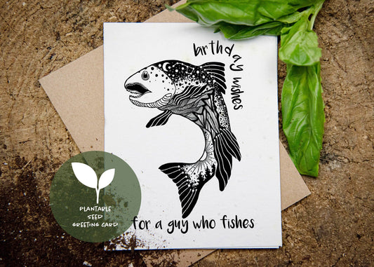 Birthday Wishes for a Guy for Fishes, Plantable Seed Card