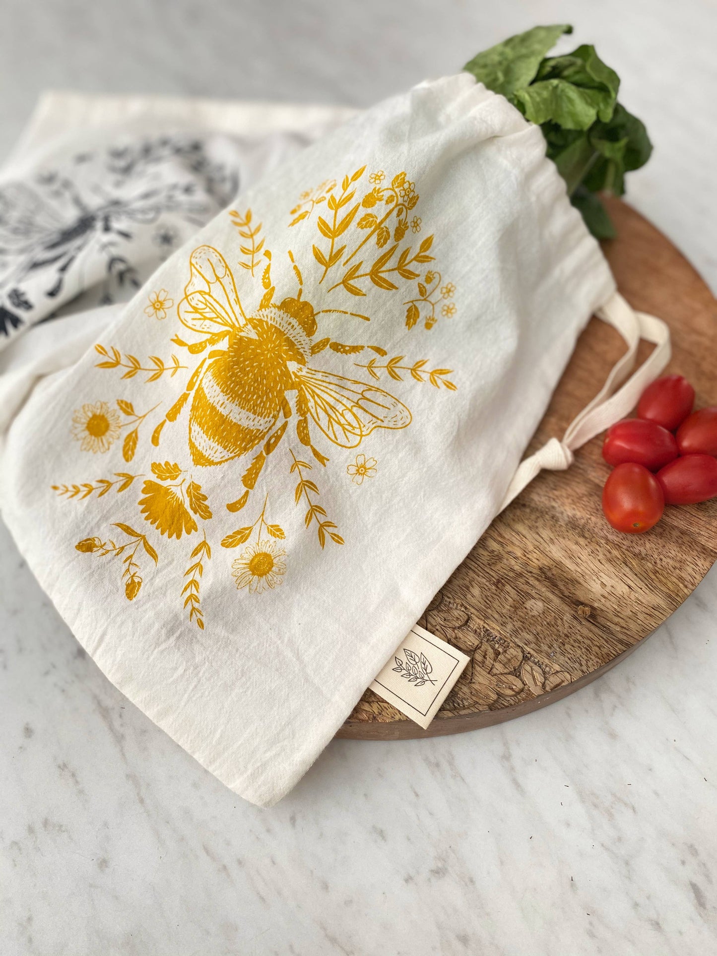 Reusable bag /Zero waste produce bag/Yellow bee