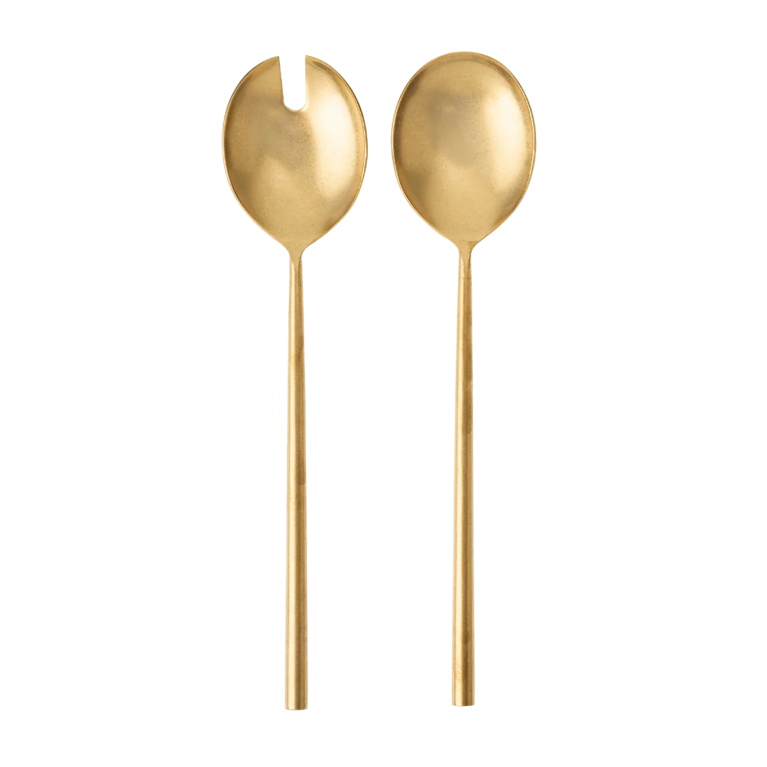 Tides Salad Servers Tumbled Gold