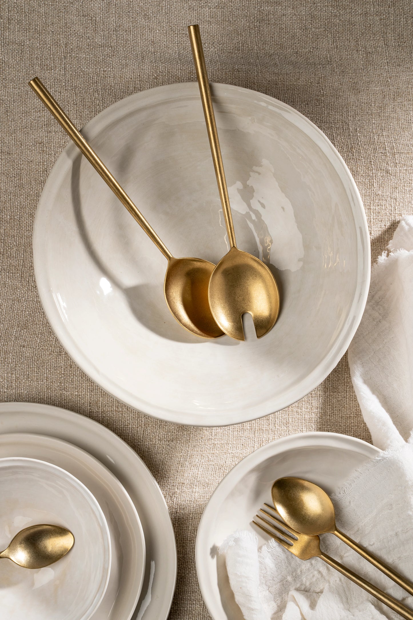 Tides Salad Servers Tumbled Gold