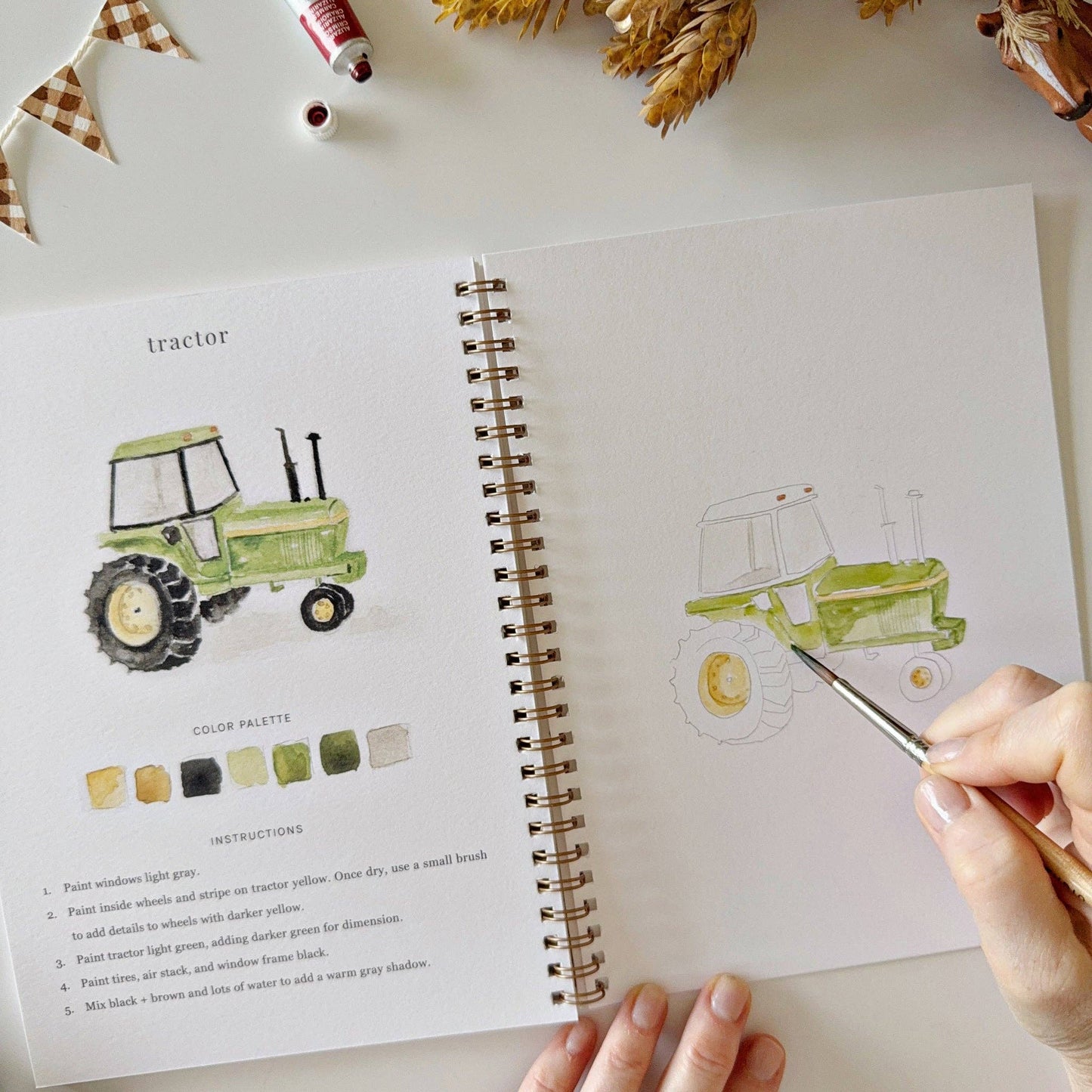 Farm watercolor workbook