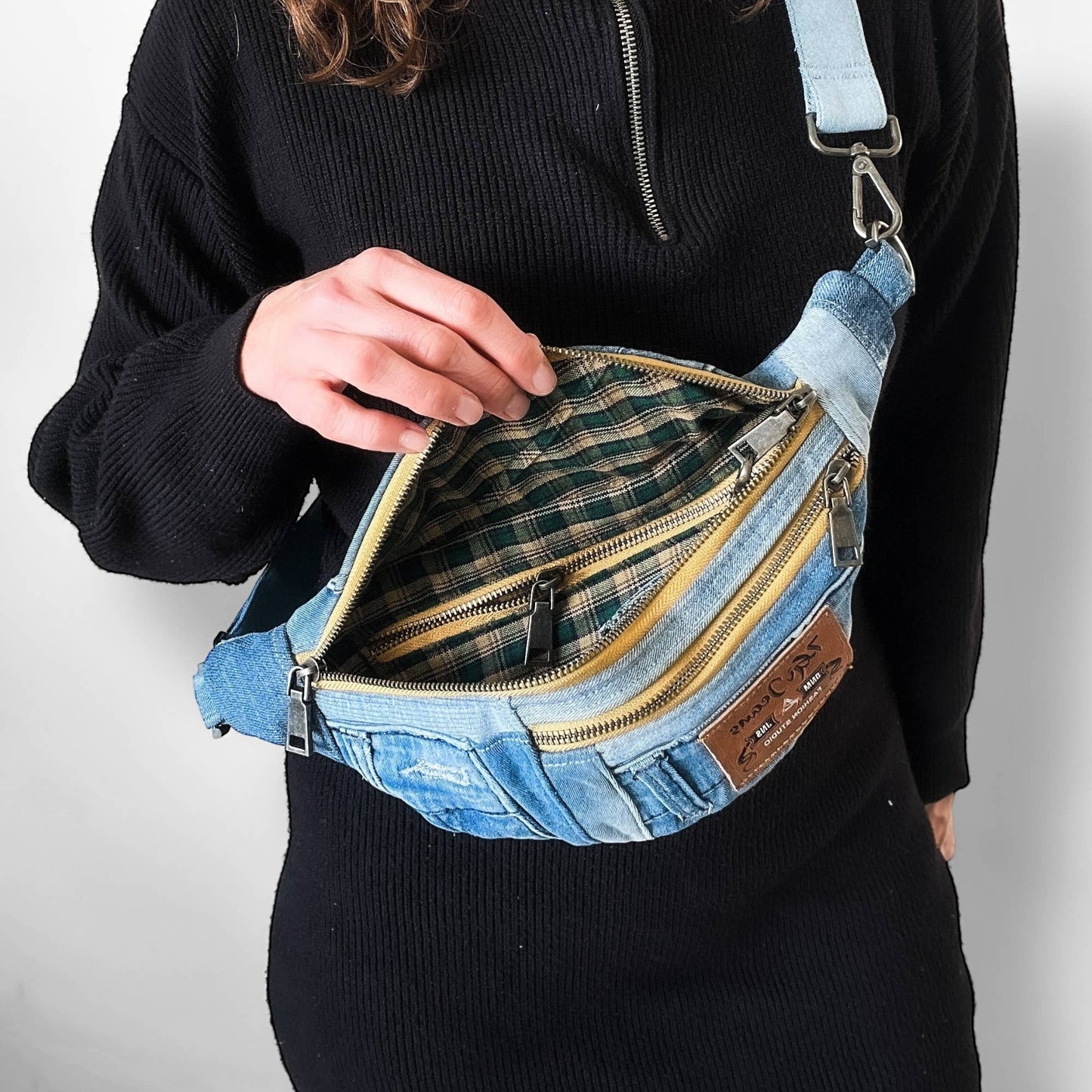 Denim Bag Crossbody Bag Upcycled Denim Sling Bag Recycled