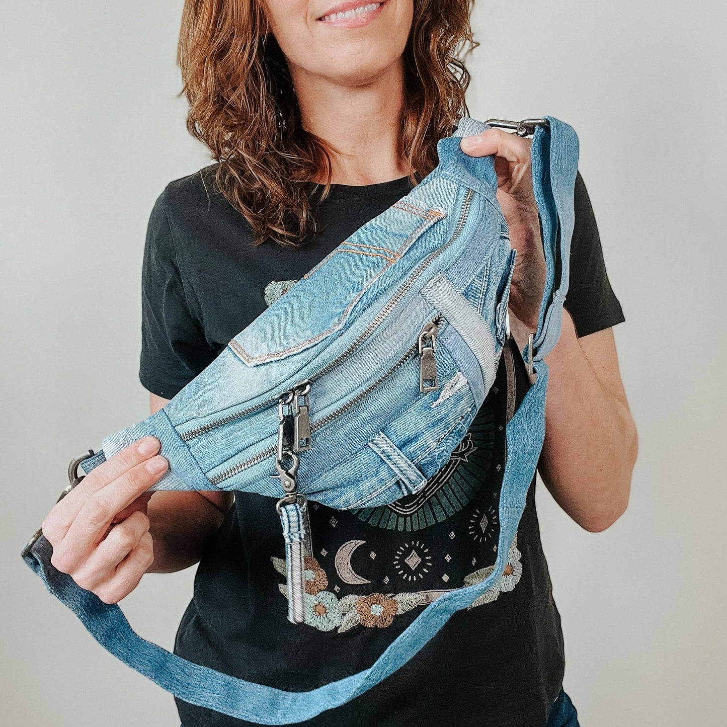 Denim Bag Crossbody Bag Upcycled Denim Sling Bag Recycled