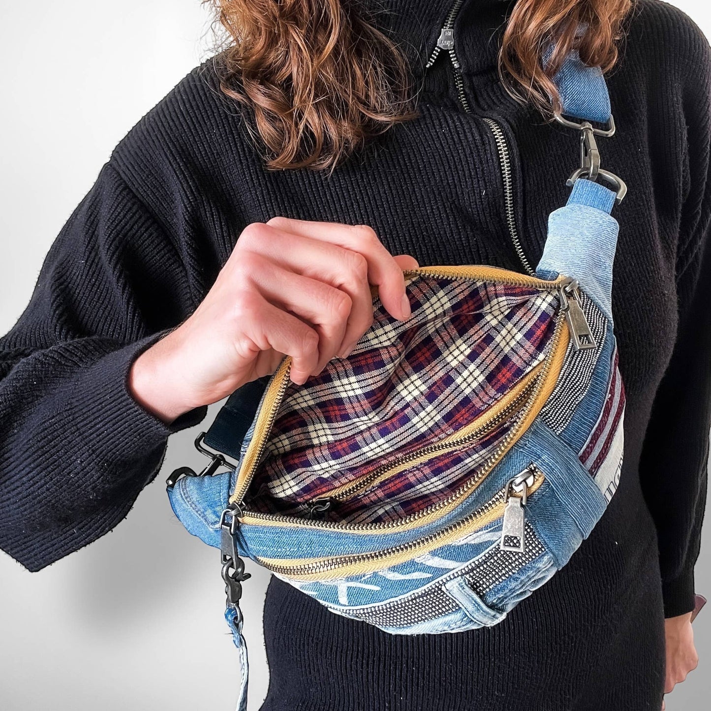 Denim Bag Crossbody Bag Upcycled Denim Sling Bag Recycled