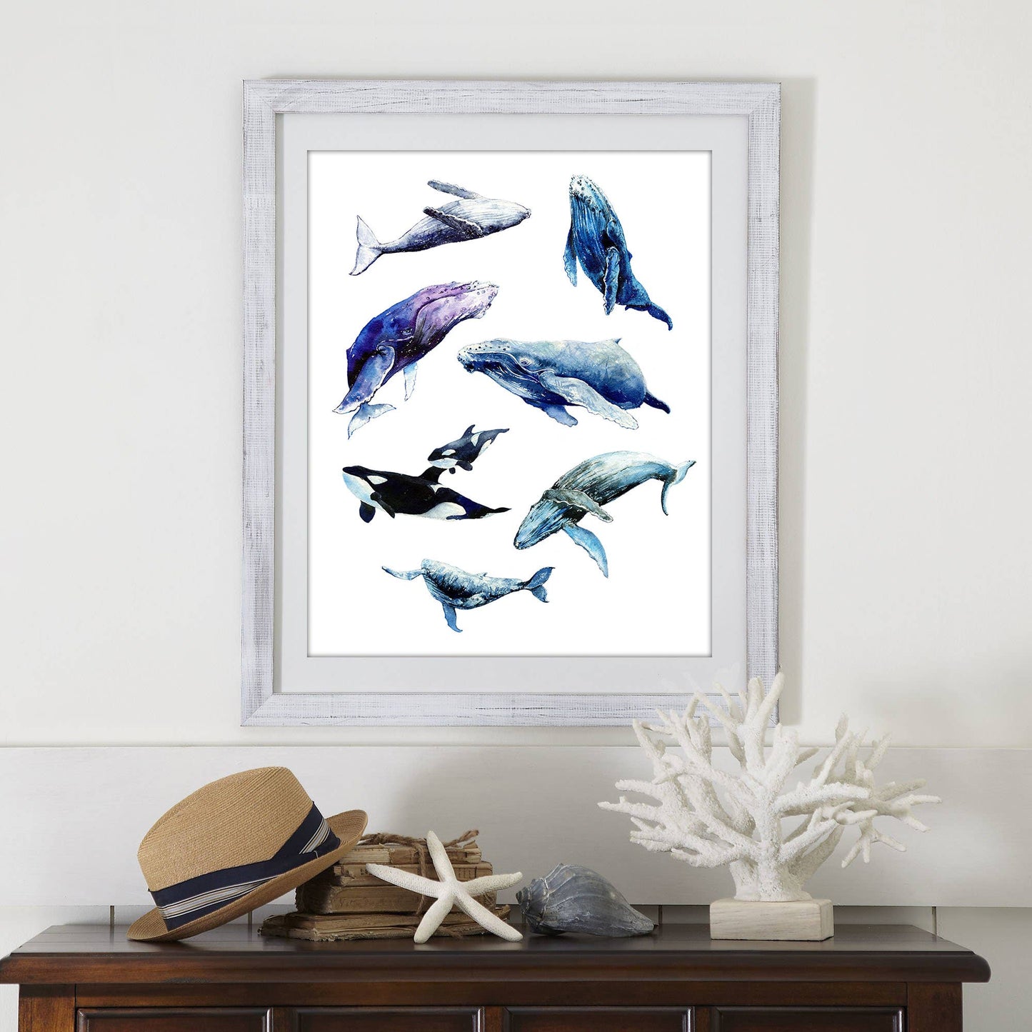 Whale Set Watercolor Art Print