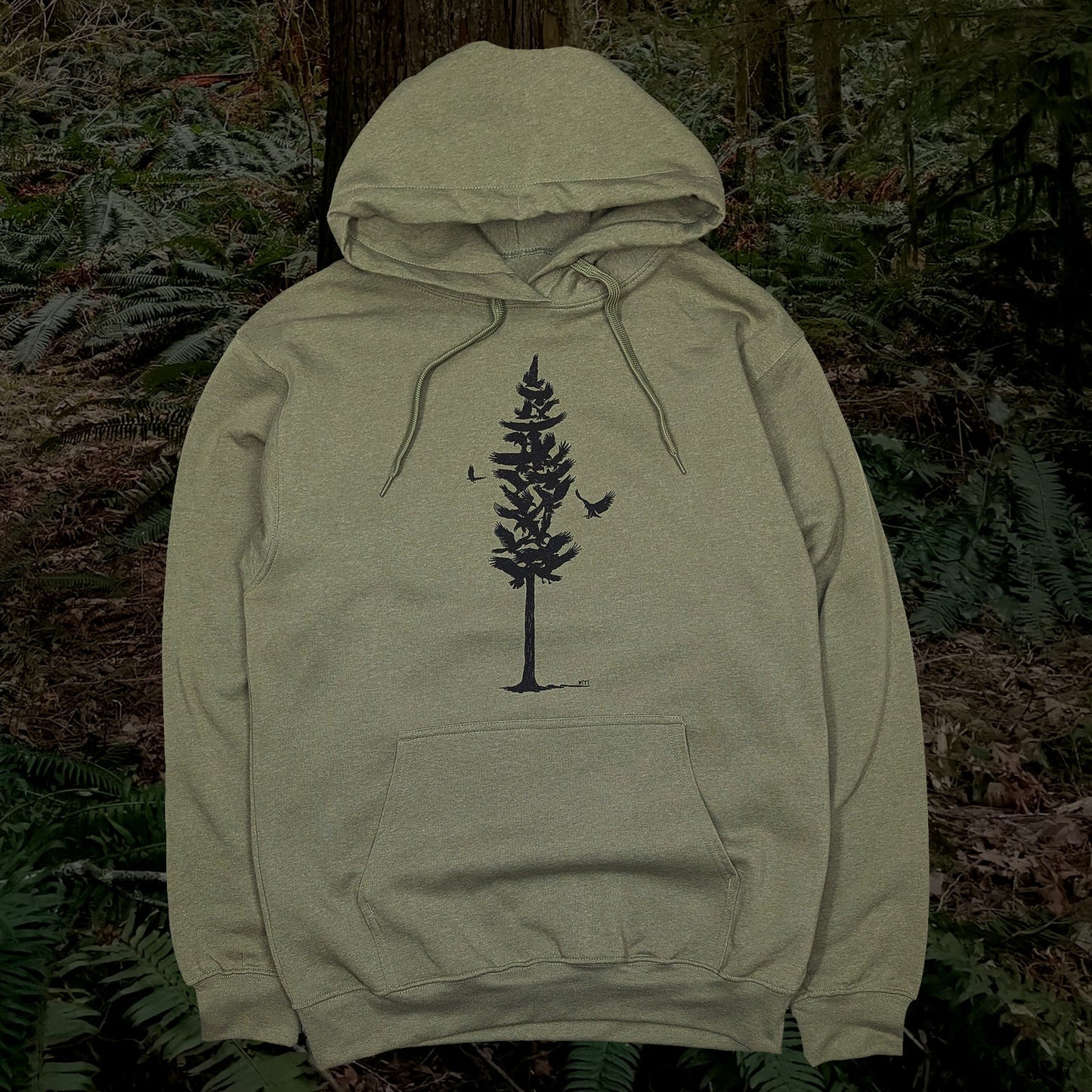 Eagle Pine Hoodie Army Green unisex
