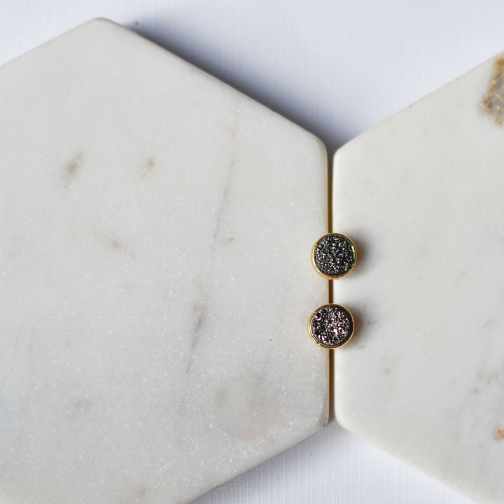 Studs"Izzy"- yellow gold & Druzy Agate - Whimsy Jewels