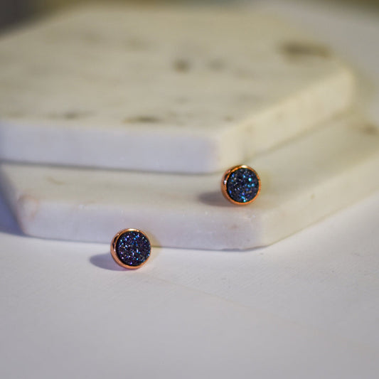 Studs"Shona"- Rose gold & Druzy Agate - Whimsy Jewels