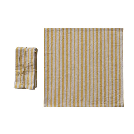Cotton Printed Napkins with Stripes 4 pack