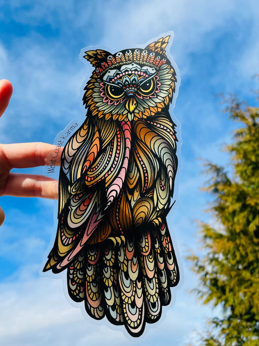 Colourful Owl Cat Decal