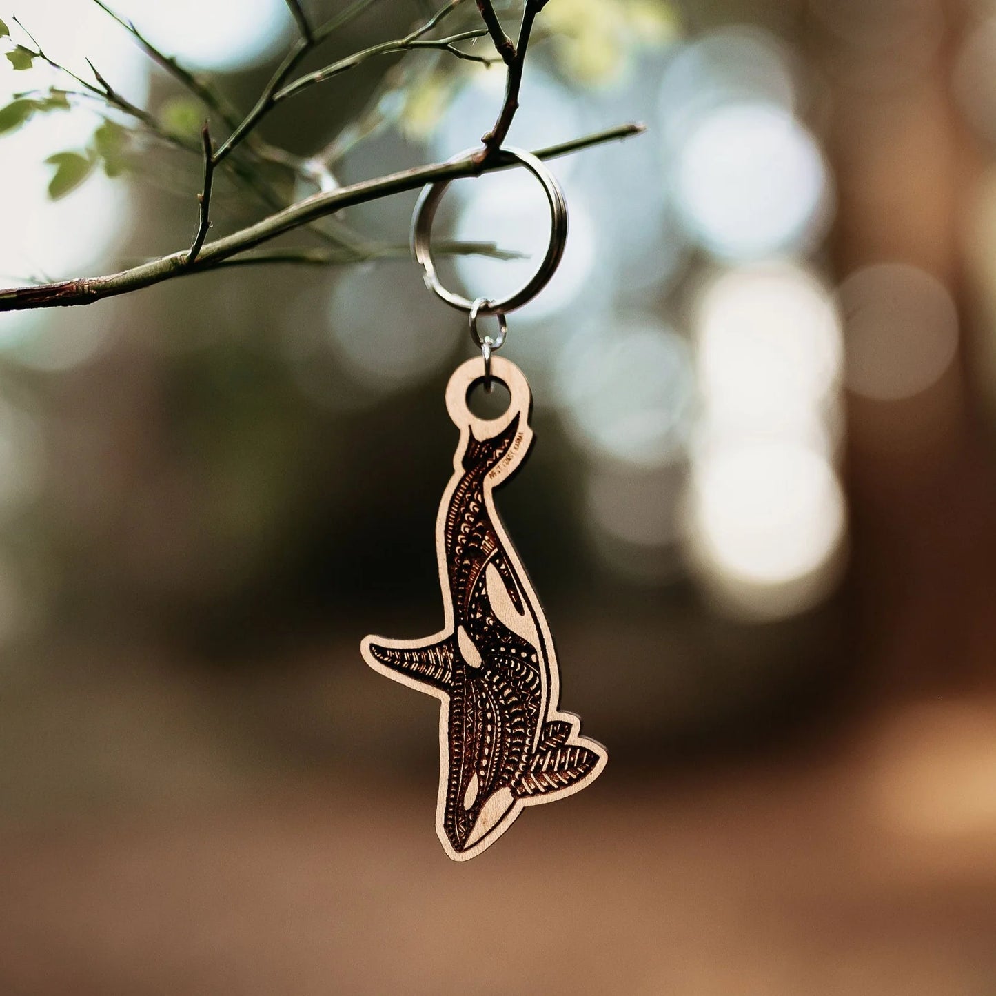 Wood Carved West Coast Key Chain