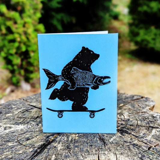 Skater Bear Art Card