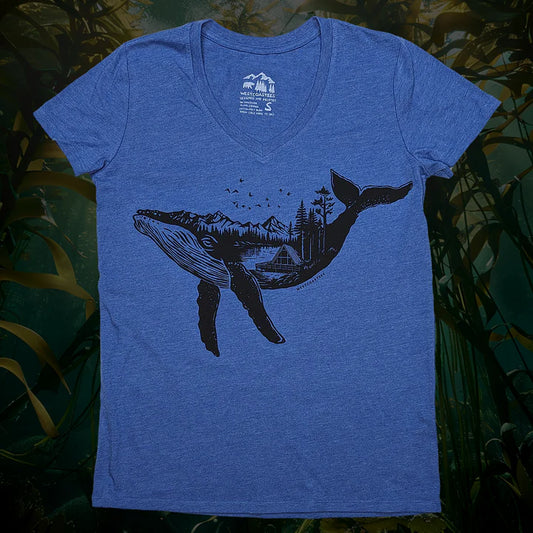 A-frame whale womens v-neck T-shirt