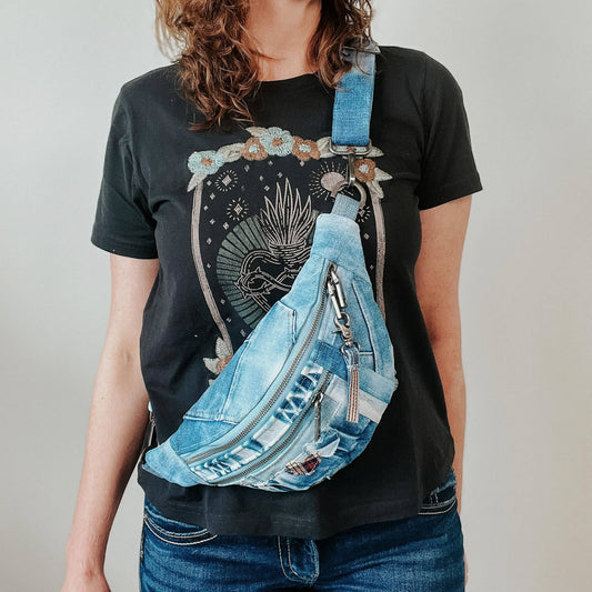 Denim Bag Crossbody Bag Upcycled Denim Sling Bag Recycled