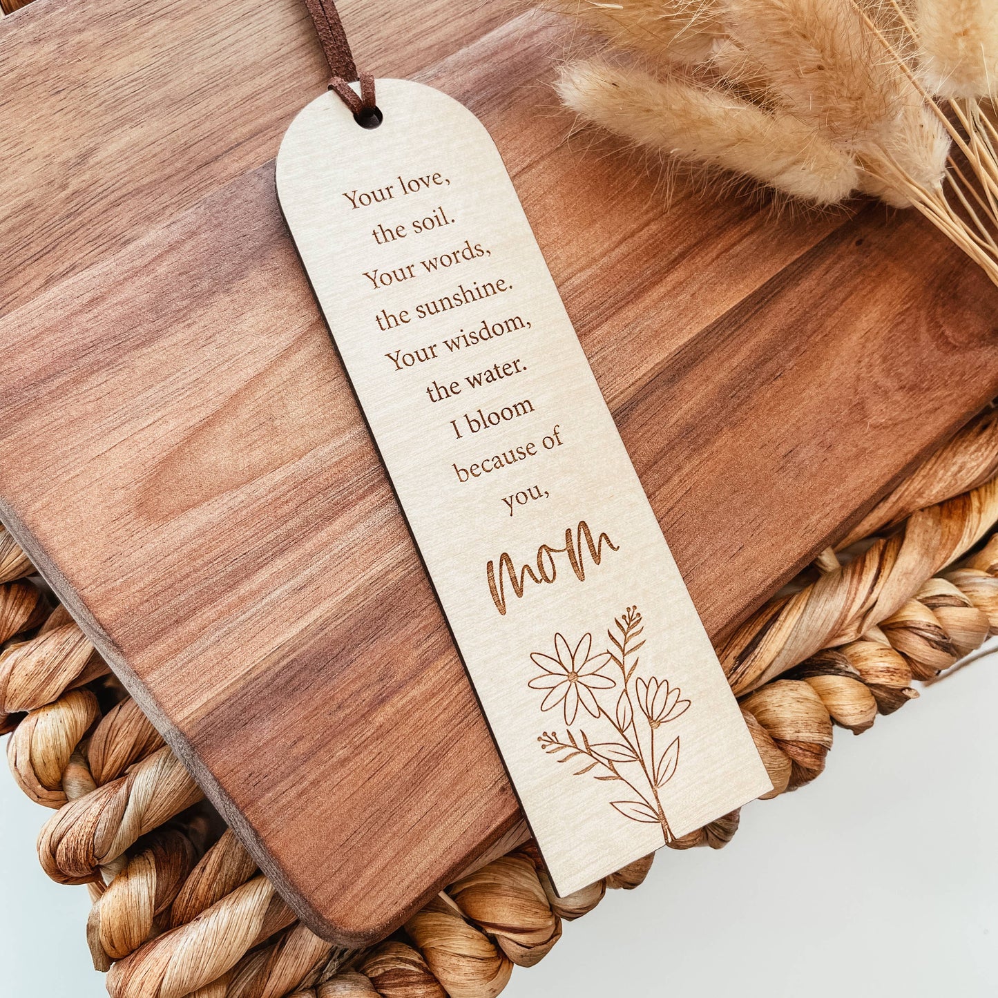 Mom Quote Wooden Engraved Bookmark