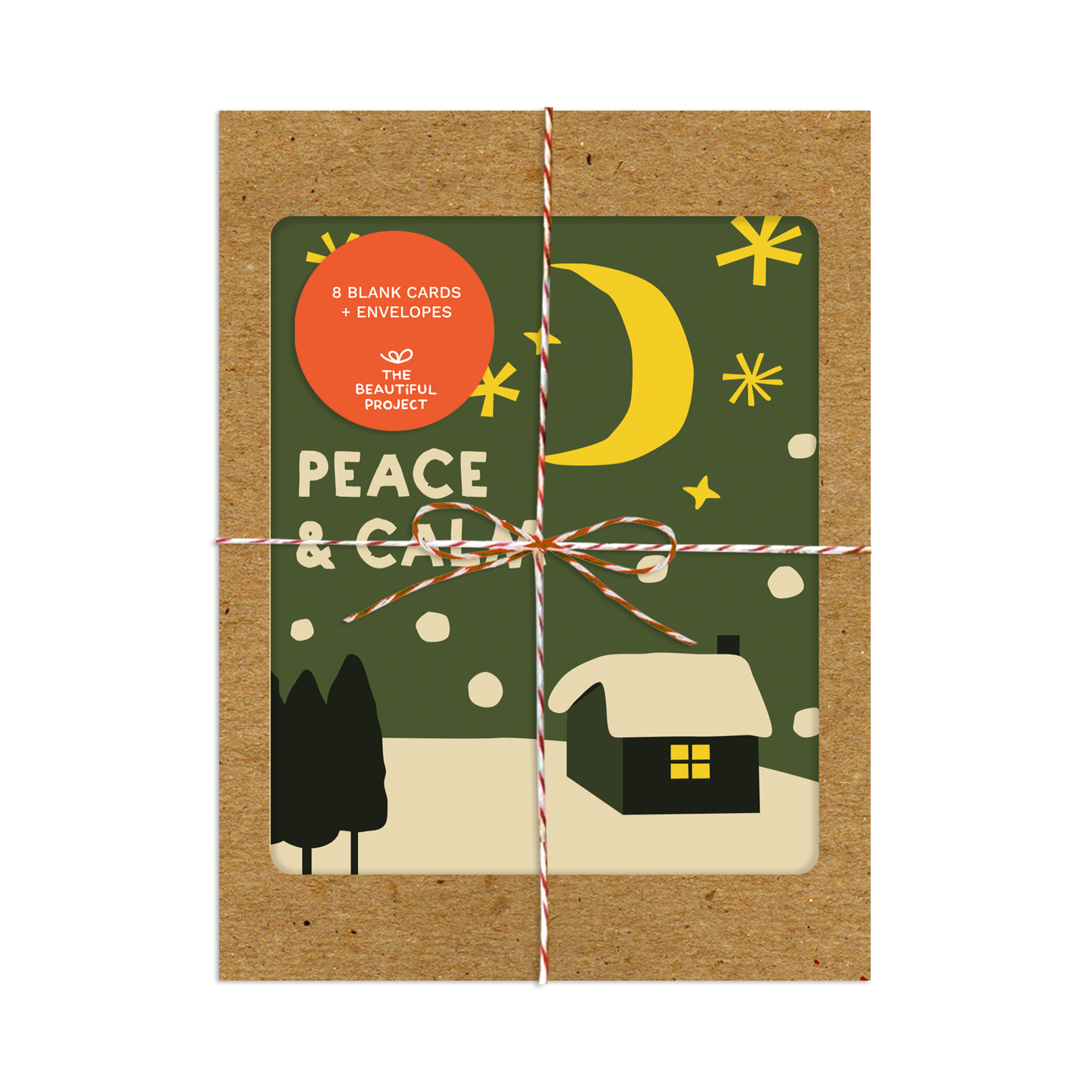 Night Peace & Calm Snowy Cabin Christmas Box Set of 8 Cards