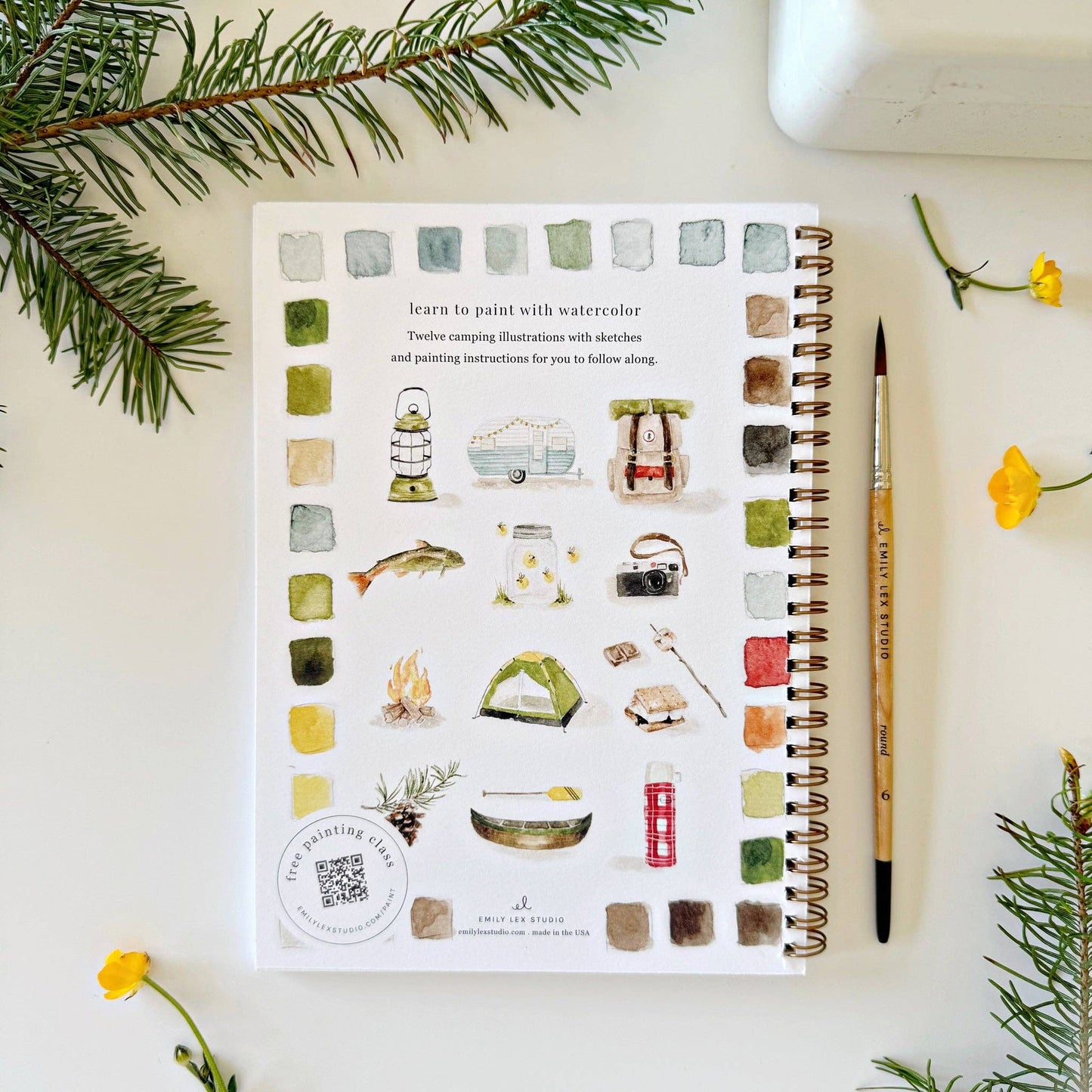Camping watercolor workbook