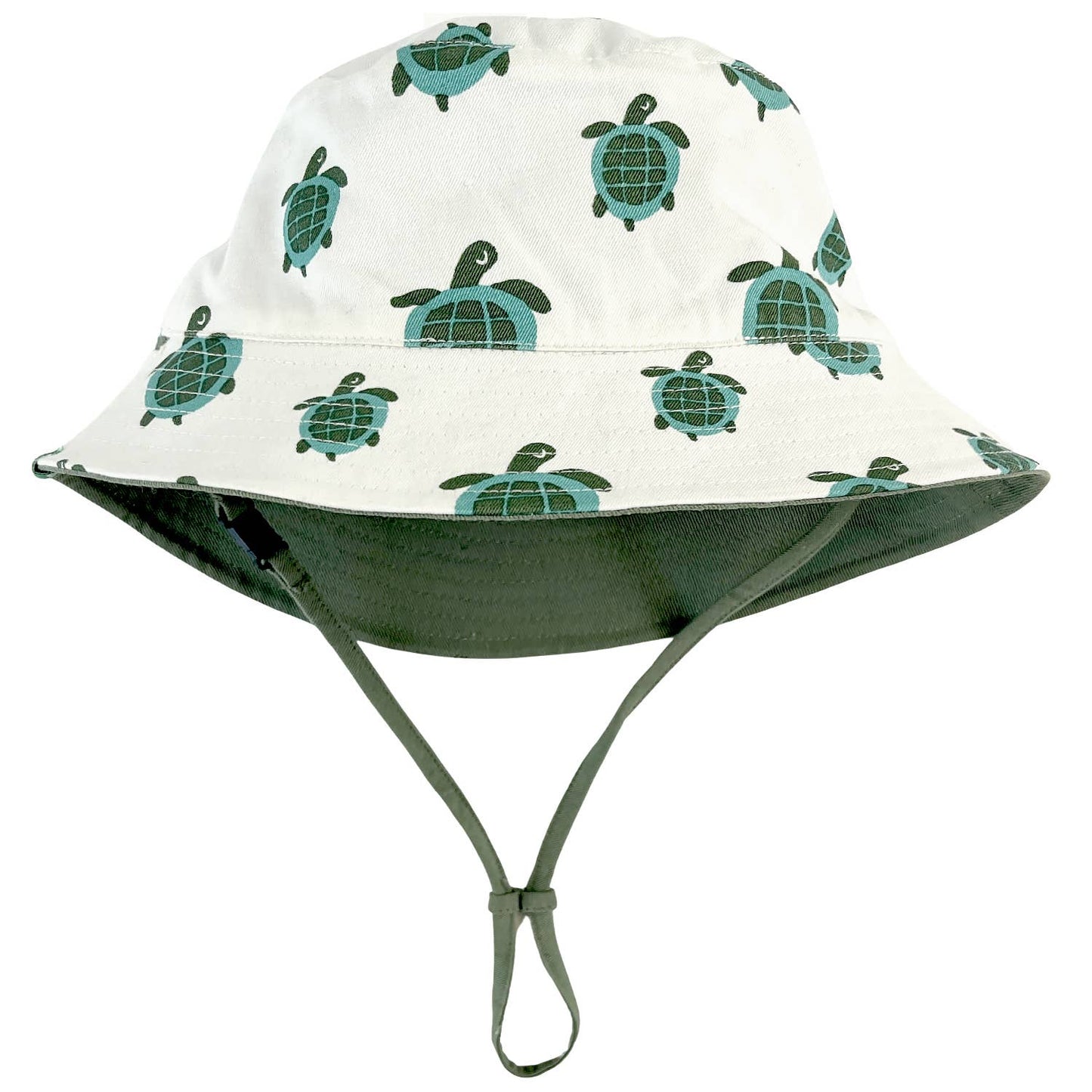 Reversible Organic Cotton Bucket Hats: Large (2-4 Years) / Palm Leaves and Camper Green