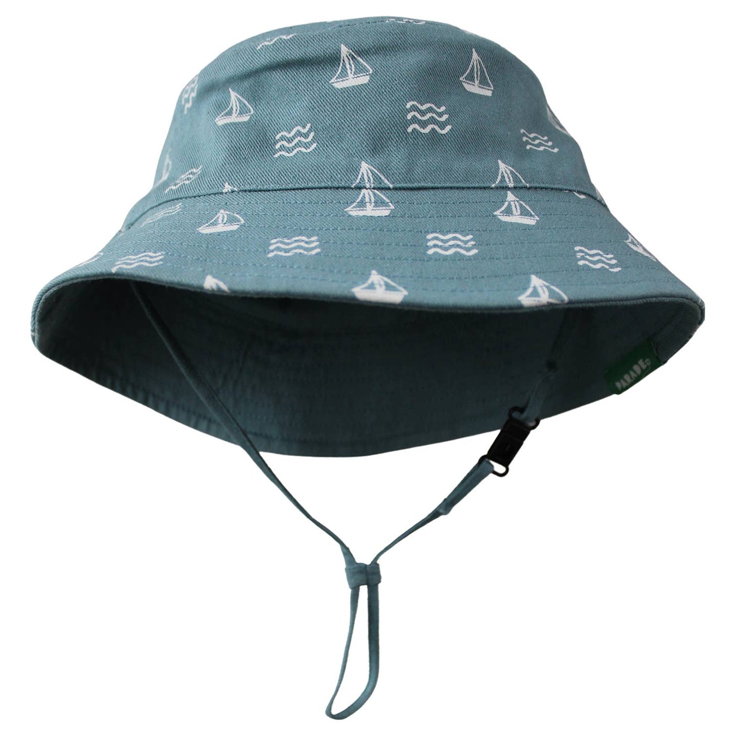 Reversible Organic Cotton Bucket Hats: Large (2-4 Years) / Palm Leaves and Camper Green