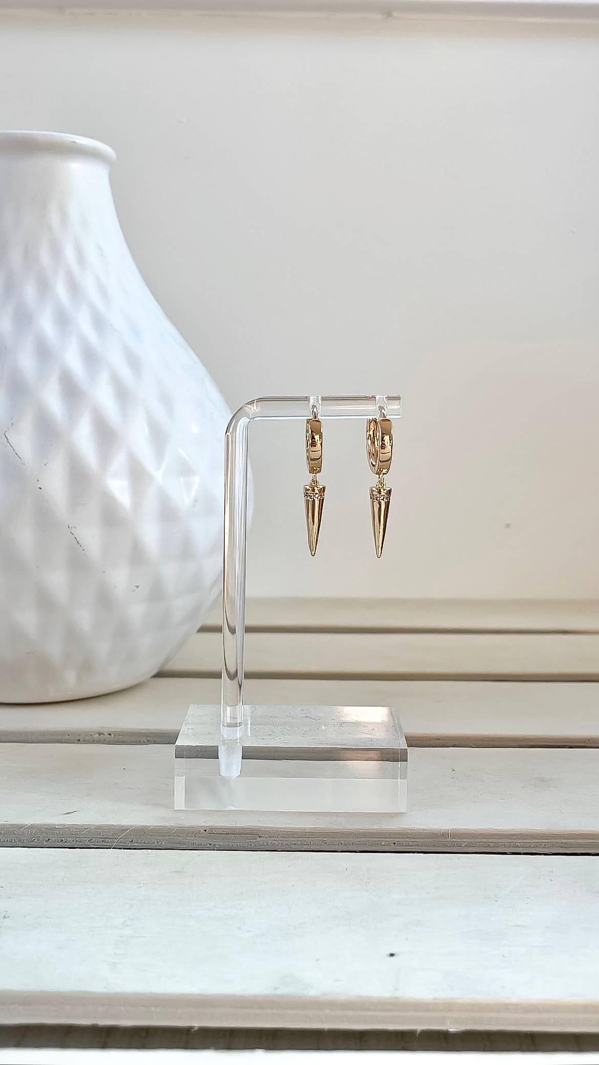 Gold Plated Huggie with Charm - Spear