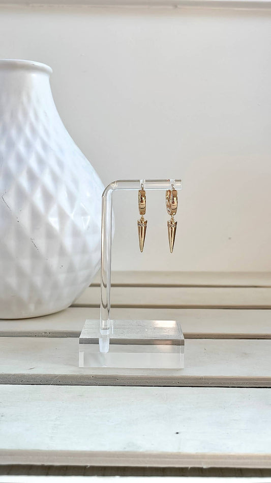 Gold Plated Huggie with Charm - Spear