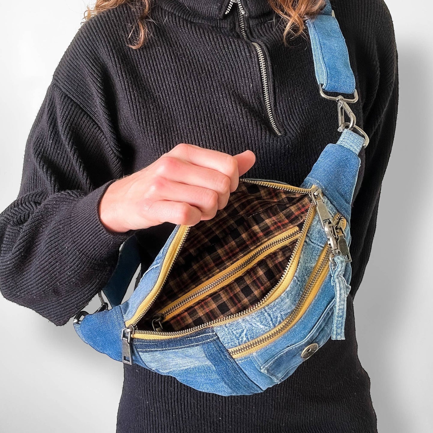 Denim Bag Crossbody Bag Upcycled Denim Sling Bag Recycled