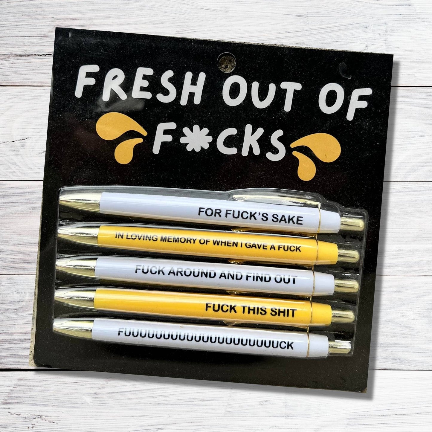 Fresh out of Fucks Pen Set (funny, sweary, office, gift)