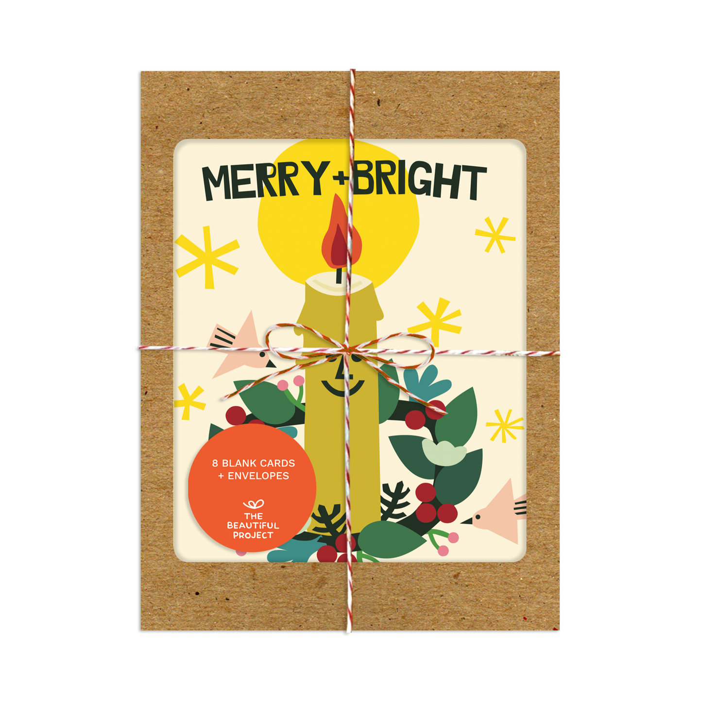 Merry + Bright Festive Candle Christmas Box Set of 8 Cards