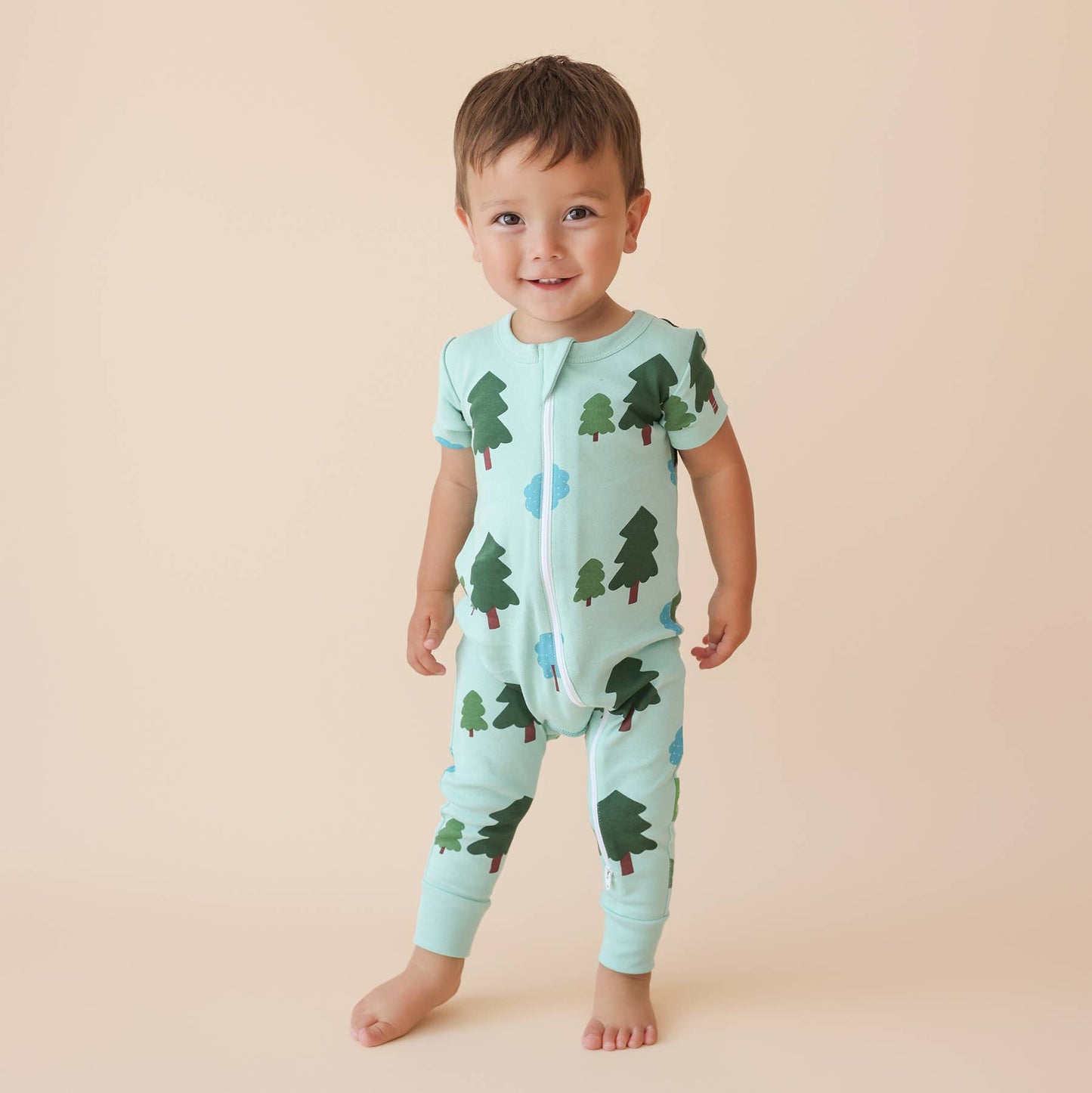 Signature Print '2-Way' Zip Romper - Short Sleeve