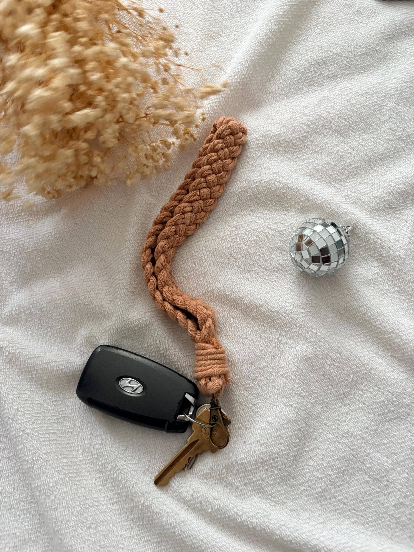 Handmade Macrame Cotton Boho Wristlet Keychain for Women