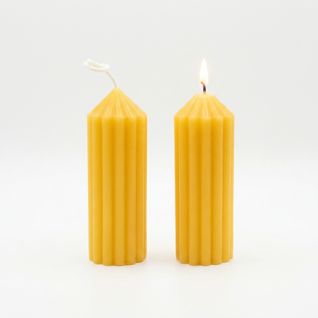 Ribbed Pillar 100% Canadian Beeswax
