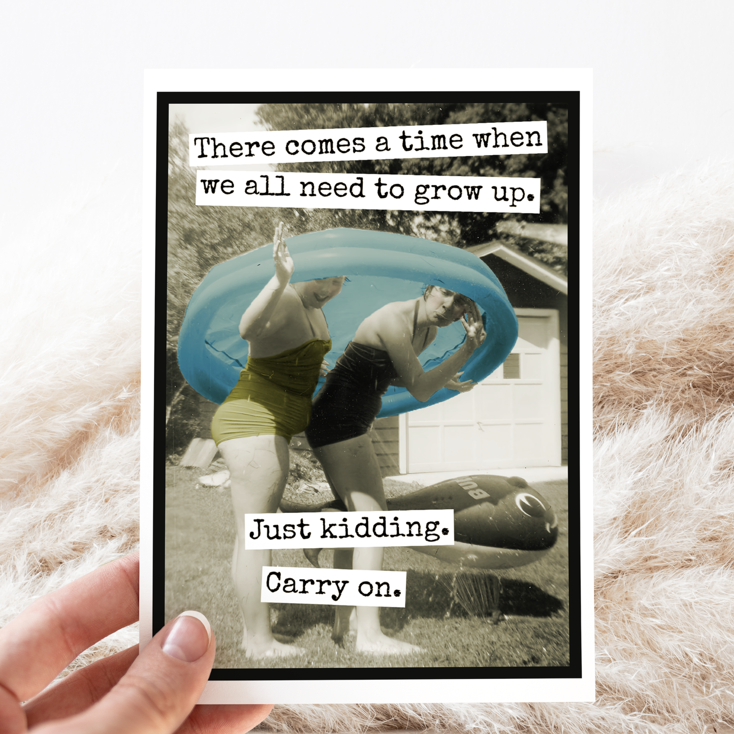 Funny Birthday Card. jk Carry On. Vintage Photo Greeting.