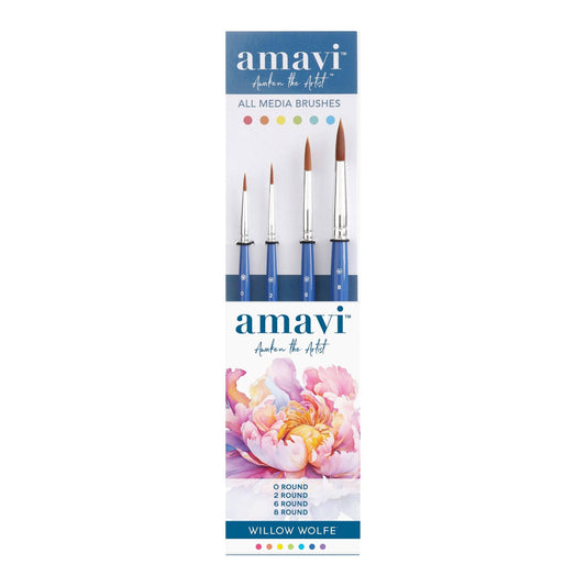 Amavi® Mixed Media Golden Taklon Brushes Set #1