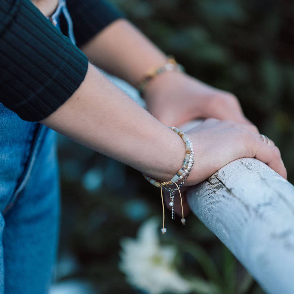 Pipestone Bead & Stone Bracelet