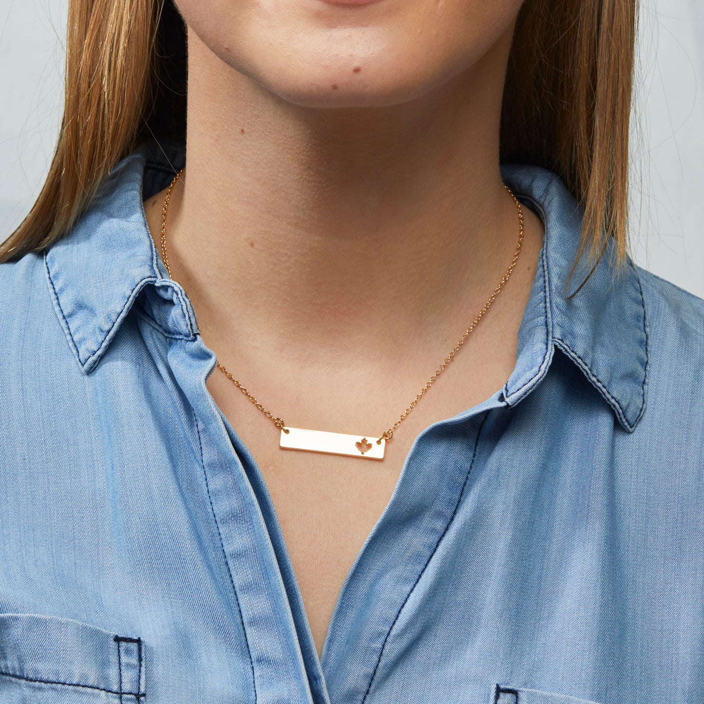 Maple Leaf Bar Necklace- GOLD or SILVER