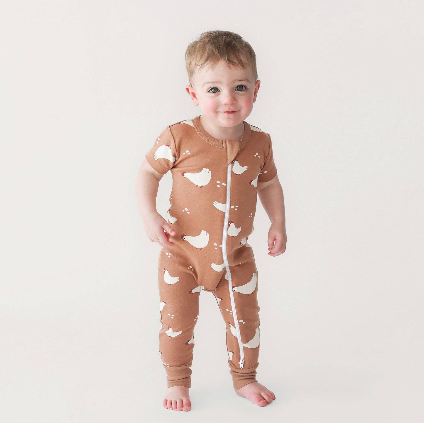 Signature Print '2-Way' Zip Romper - Short Sleeve