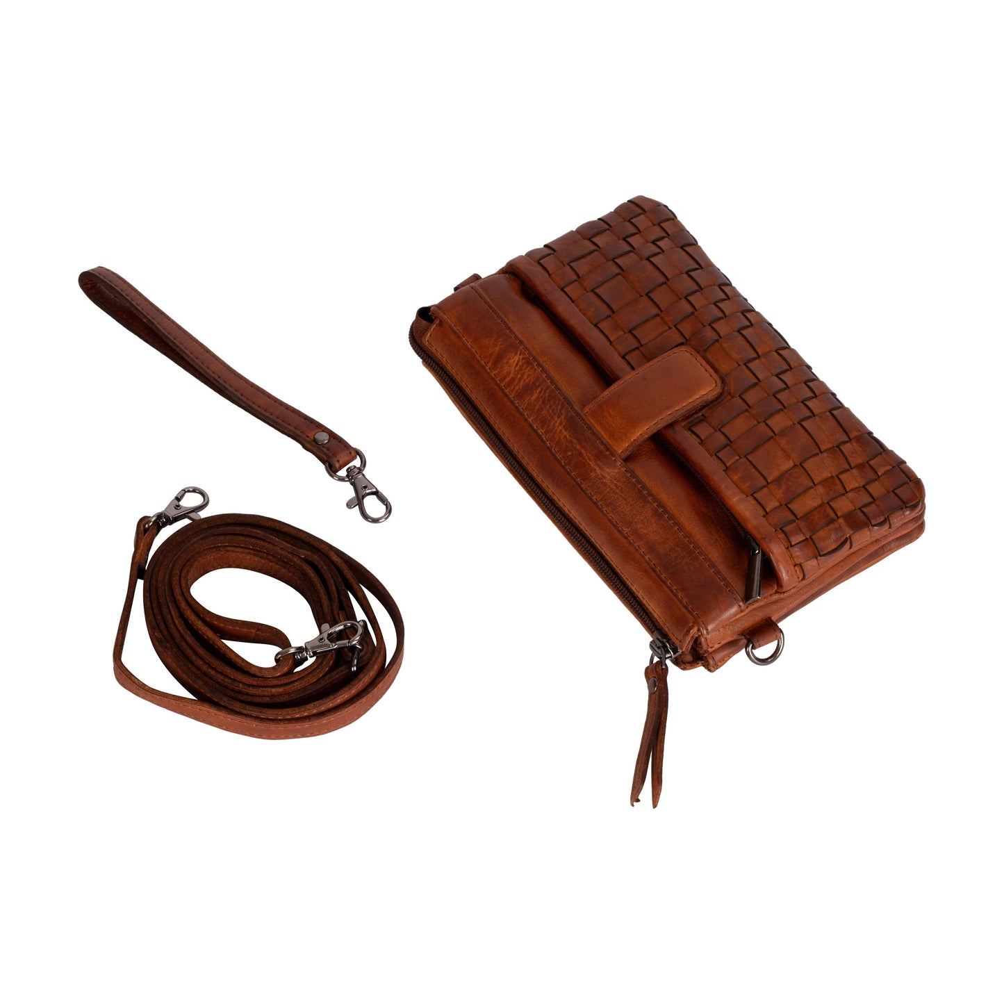 Leather Shoulder Bag Cherry - Cognac