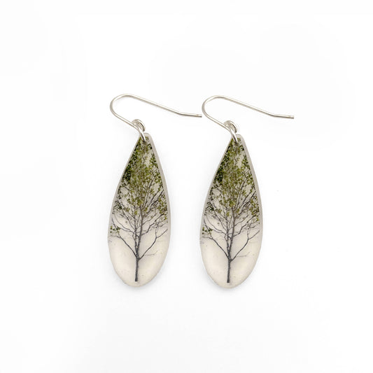 Drip Green Tree Earrings