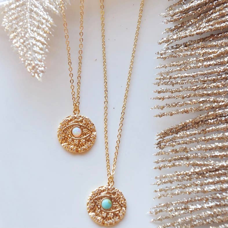 Evil Eye Necklace - Encrusted with Crystals