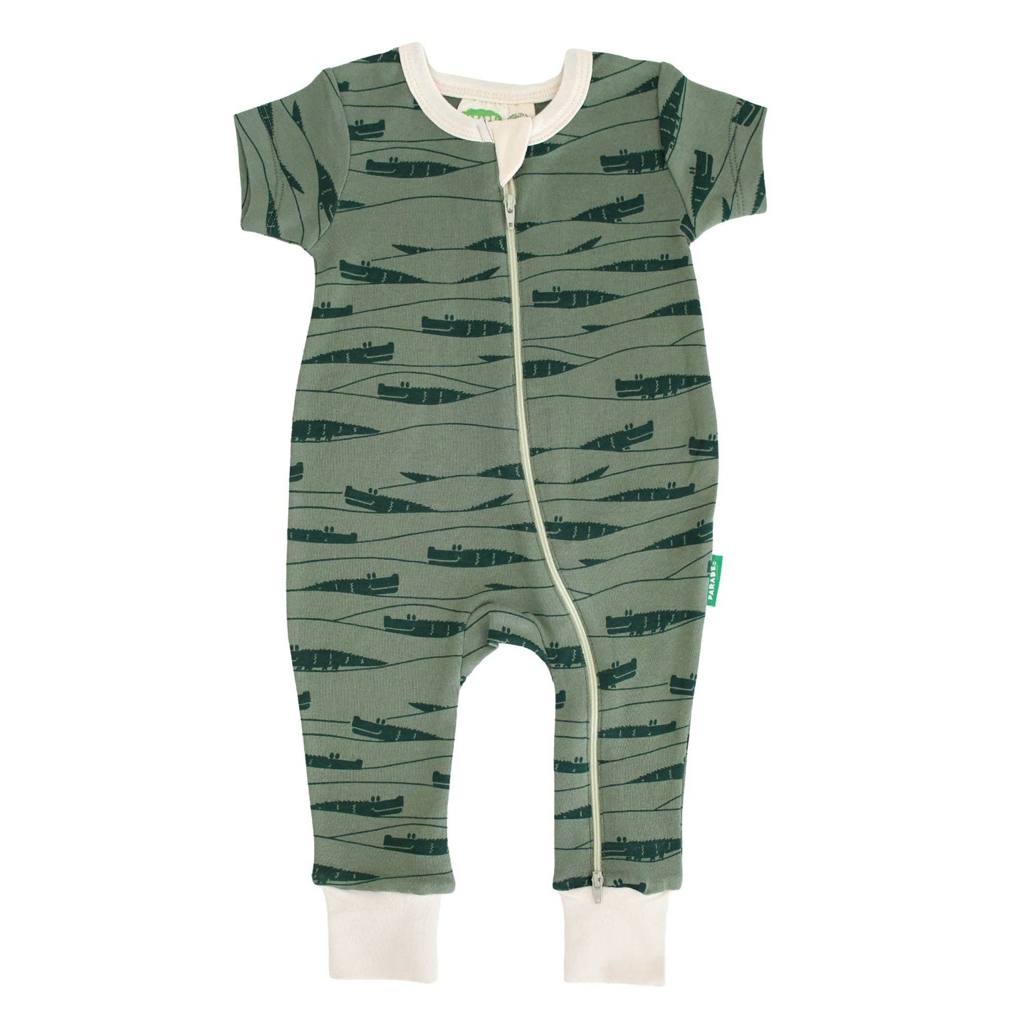 Signature Print '2-Way' Zip Romper - Short Sleeve