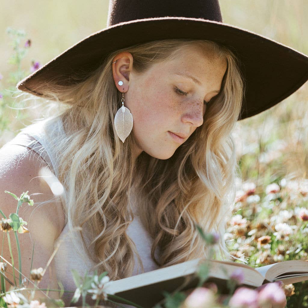 Rose Gold Real Leaf Earring