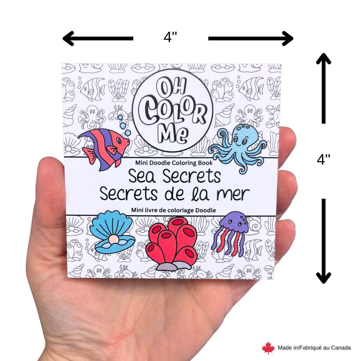 Mini Coloring Book Sea Secrets, 4"x4", Stocking Stuffers